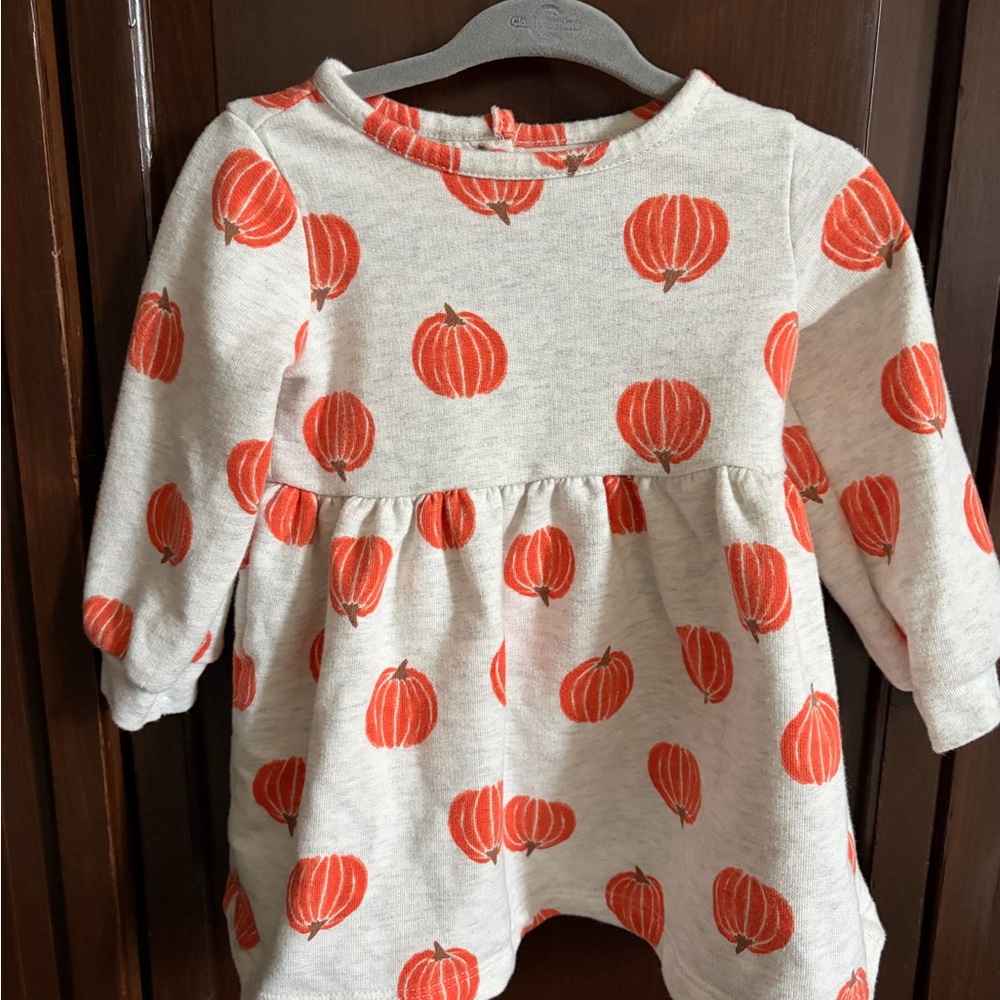 Pumpkin Print Baby Dress